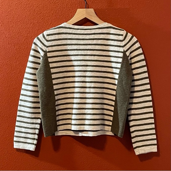 Madewell Women’s Striped Shoulder Zipper Accent Pullover Wool Blend Boxy Sweater - Picture 5 of 5